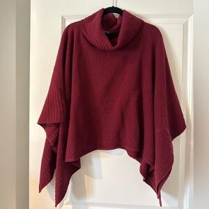 Eileen Fisher Merino Wool/Cashmere Burgundy Poncho Sweater size S/M